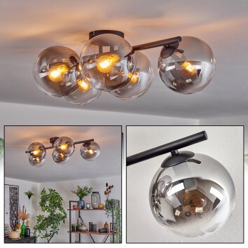 Gastor Plafonnier, Boule lumineuse Clair, Fumé, 5 lumières