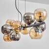 Gastor Suspension, Boule lumineuse, Suspension Ambre, Chrome, Fumé, 10 lumières