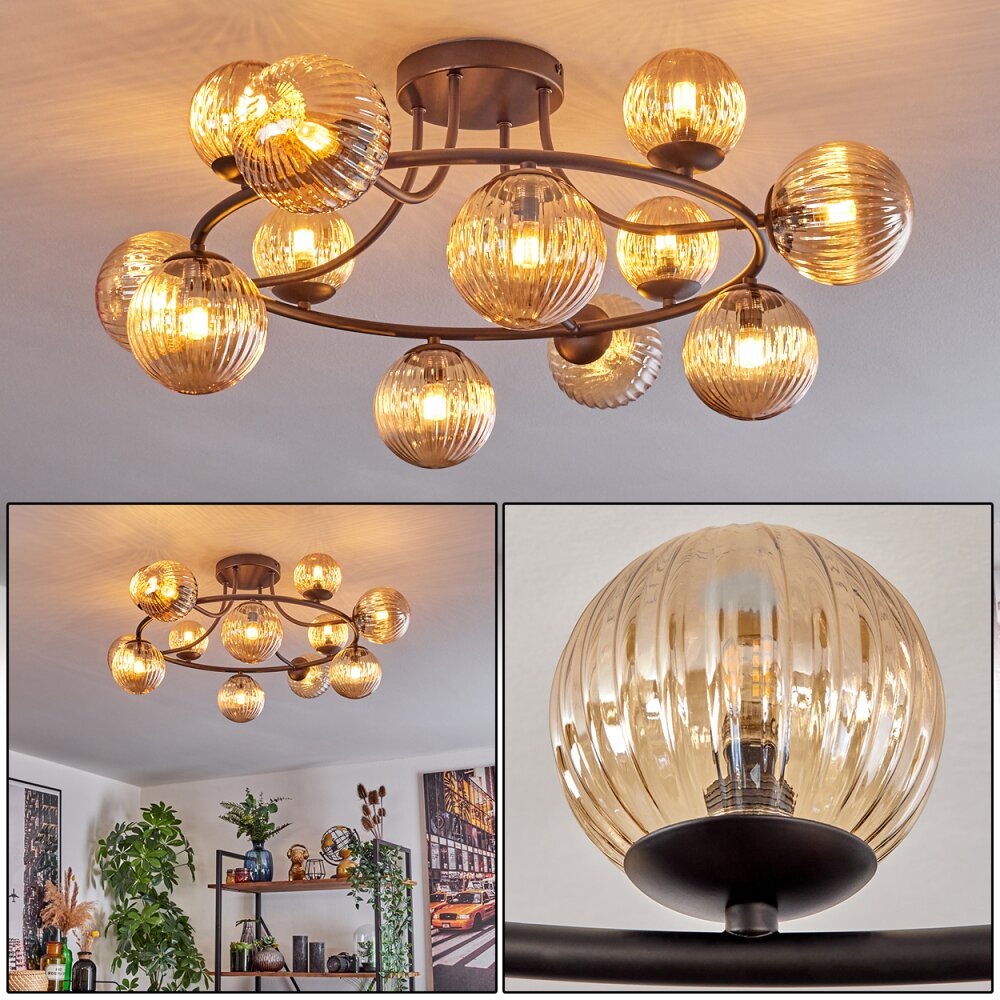 Chehalis Plafonnier, Boule lumineuse Ambre, 12 lumières main product photo