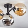 Koyoto Plafonnier, Boule lumineuse Ambre, Chrome, Fumé, 3 lumières