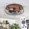 Tourais Plafonnier, Ventilateur de plafond lumineux LED Couleur bois, Noir, 4 lumières, Télécommandes