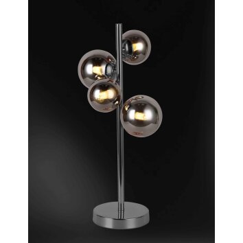 Lampe à poser WOFI VILLA Chrome, Noir, 4 lumières