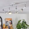 Gjedso Plafonnier, Spot de plafond LED Chrome, Blanc, 4 lumières