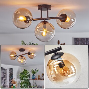 Gastor Plafonnier, Boule lumineuse Ambre, Clair, 3 lumières