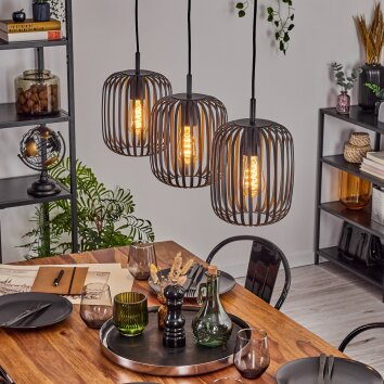 Bystrup Suspension, Suspension Noir, 3 lumières