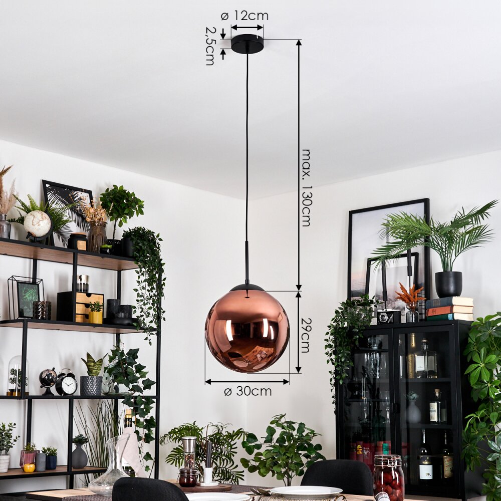 Gastor Suspension, Boule lumineuse, Suspension Cuivré, 1 lumière
