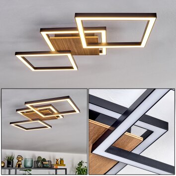 Bealo Plafonnier LED Couleur bois, Noir, 1 lumière