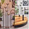 Koyoto Lampadaire 25 cm Bois clair, Noir, 4 lumières