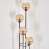 Koyoto Lampadaire 30 cm Bois clair, Noir, 4 lumières