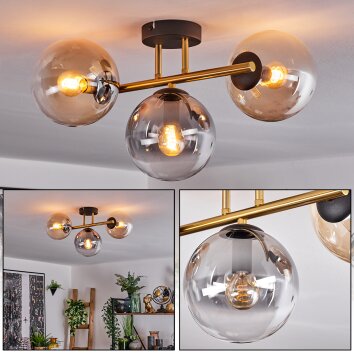 Gastor Plafonnier, Boule lumineuse 42 cm Or, Noir, 3 lumières