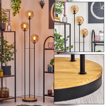 Gastor Lampadaire 30 cm Bois foncé, Noir, 3 lumières Gastor Lampadaire 30 cm Bois foncé, Noir, 3 lumières