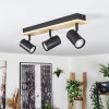 Gesteira Plafonnier, Spot de plafond Bois clair, Noir, 3 lumières