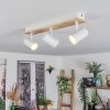 Gesteira Plafonnier, Spot de plafond Bois clair, Blanc, 3 lumières