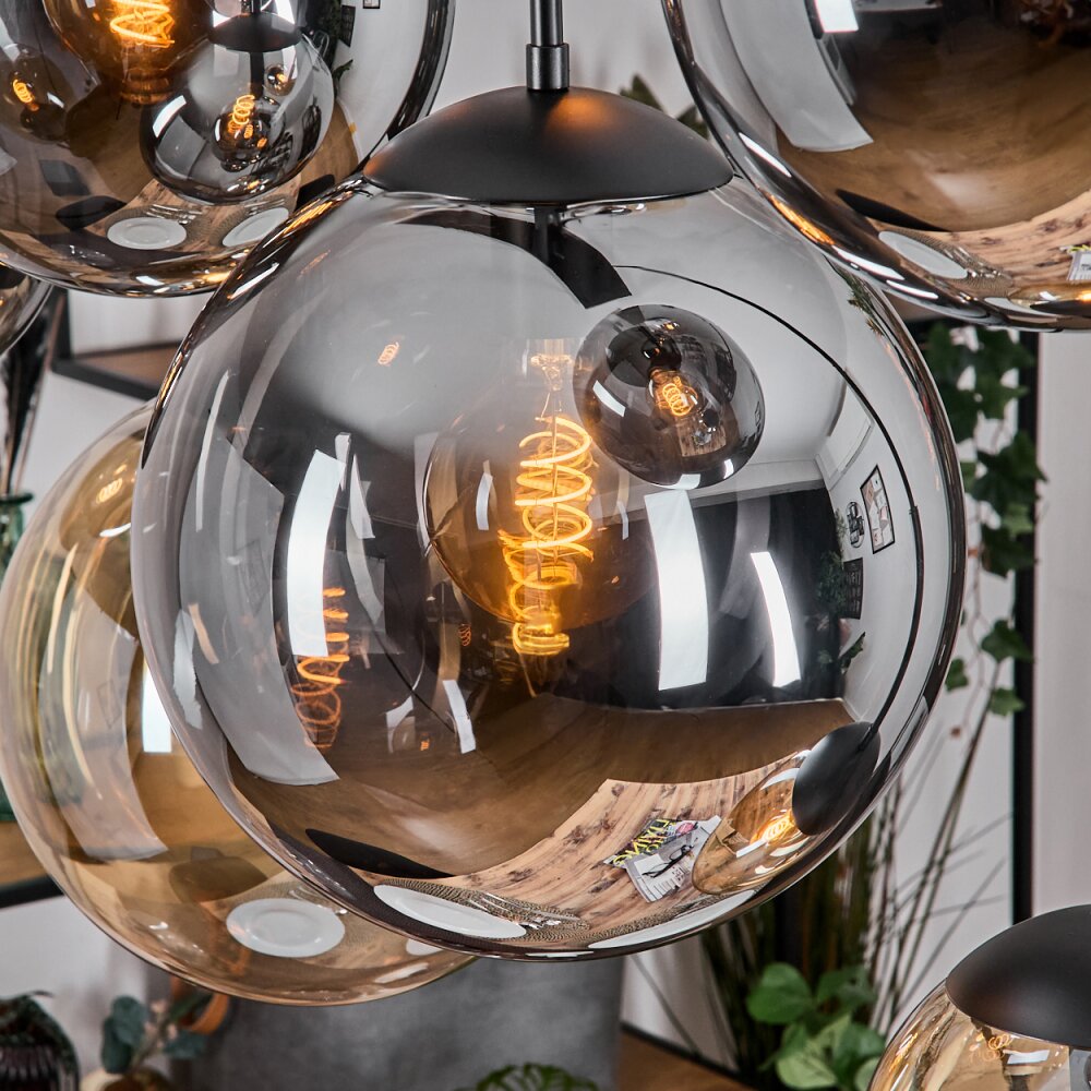 Gastor Suspension, Boule lumineuse, Suspension Ambre, Fumé, 8 lumières