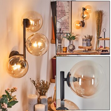 Chehalis Boule lumineuse, Applique murale 33 cm Ambre, Clair, 3 lumières