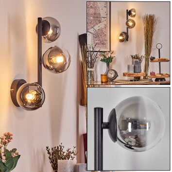 Chehalis Boule lumineuse, Applique murale 23 cm Chrome, Clair, Fumé, 3 lumières