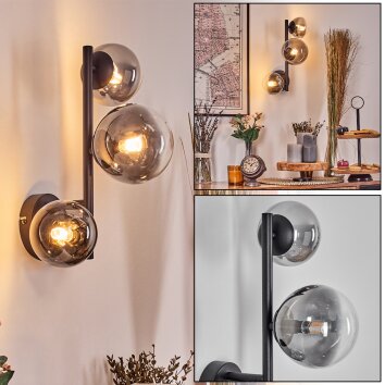 Chehalis Boule lumineuse, Applique murale 23 cm Chrome, Clair, Fumé, 3 lumières