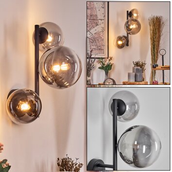 Chehalis Boule lumineuse, Applique murale 23 cm Chrome, Clair, Fumé, 3 lumières