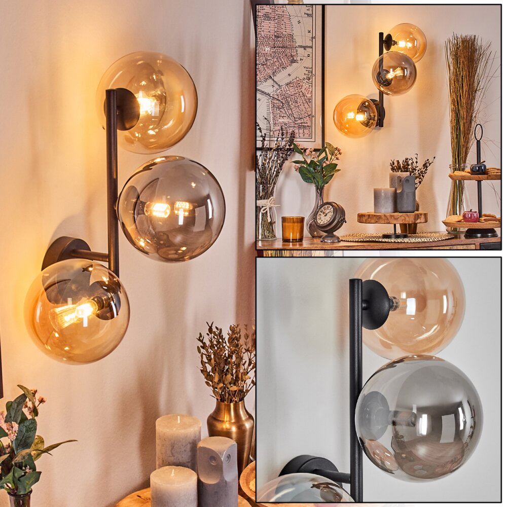 Chehalis Boule lumineuse, Applique murale Ambre, Fumé, 3 lumières main product photo