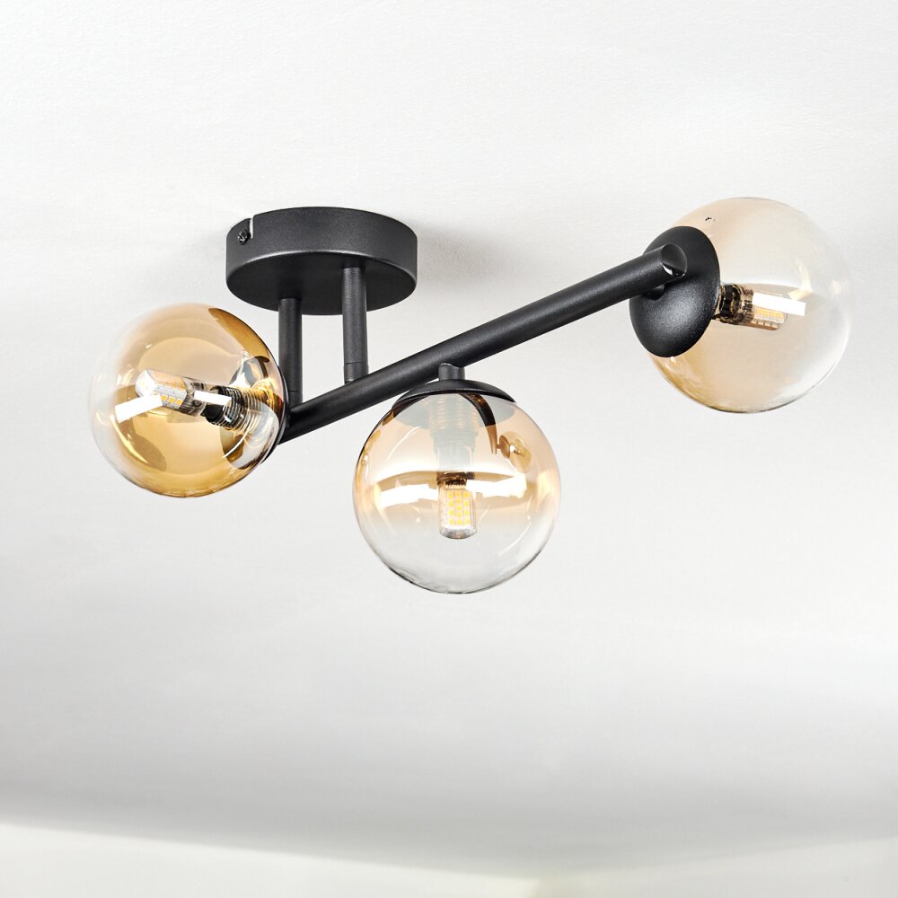 Chehalis Plafonnier, Boule lumineuse Ambre, Clair, 3 lumières