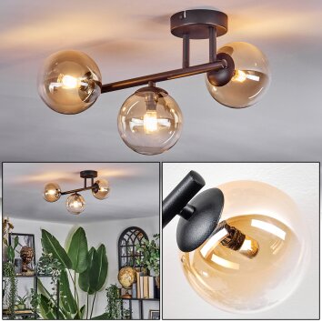 Chehalis Plafonnier, Boule lumineuse Ambre, Clair, 3 lumières