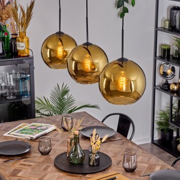 Koyoto Suspension, Boule lumineuse, Suspension Noir, 3 lumières