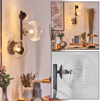 Chehalis Boule lumineuse, Applique murale 33 cm Clair, 3 lumières