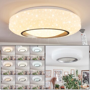 Dayen Plafonnier LED Argenté, Blanc, 1 lumière, Télécommandes