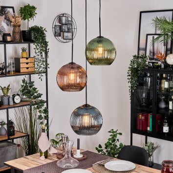 Koyoto Suspension, Boule lumineuse, Suspension Noir, 3 lumières