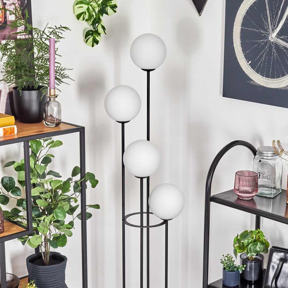 Gastor Lampadaire Bois foncé, Noir, 4 lumières