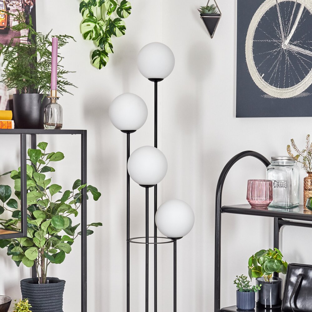 Gastor Lampadaire Bois foncé, Noir, 4 lumières