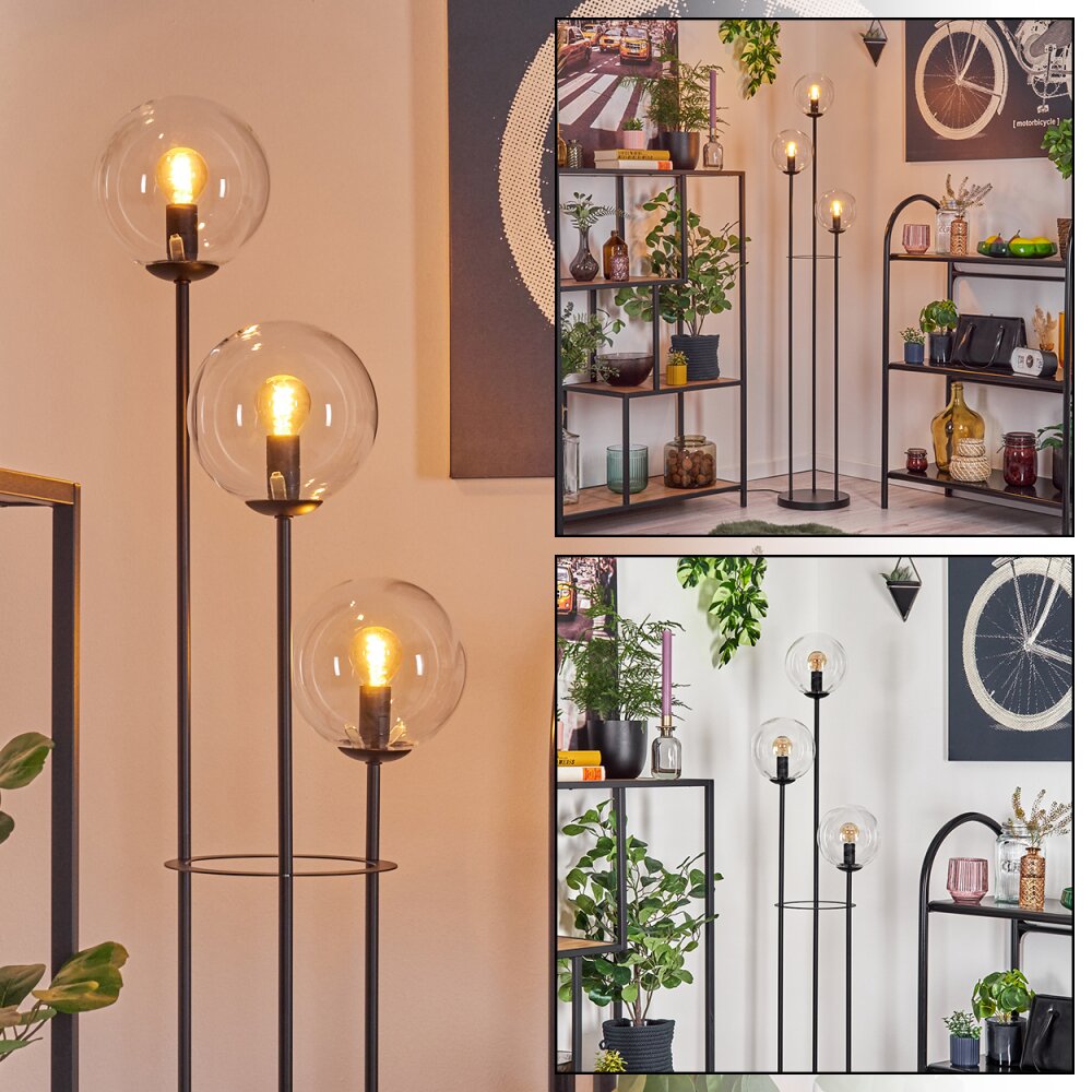 Gastor Lampadaire 30 cm Noir, 3 lumières main product photo