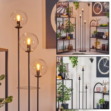 Gastor Lampadaire 30 cm Noir, 3 lumières