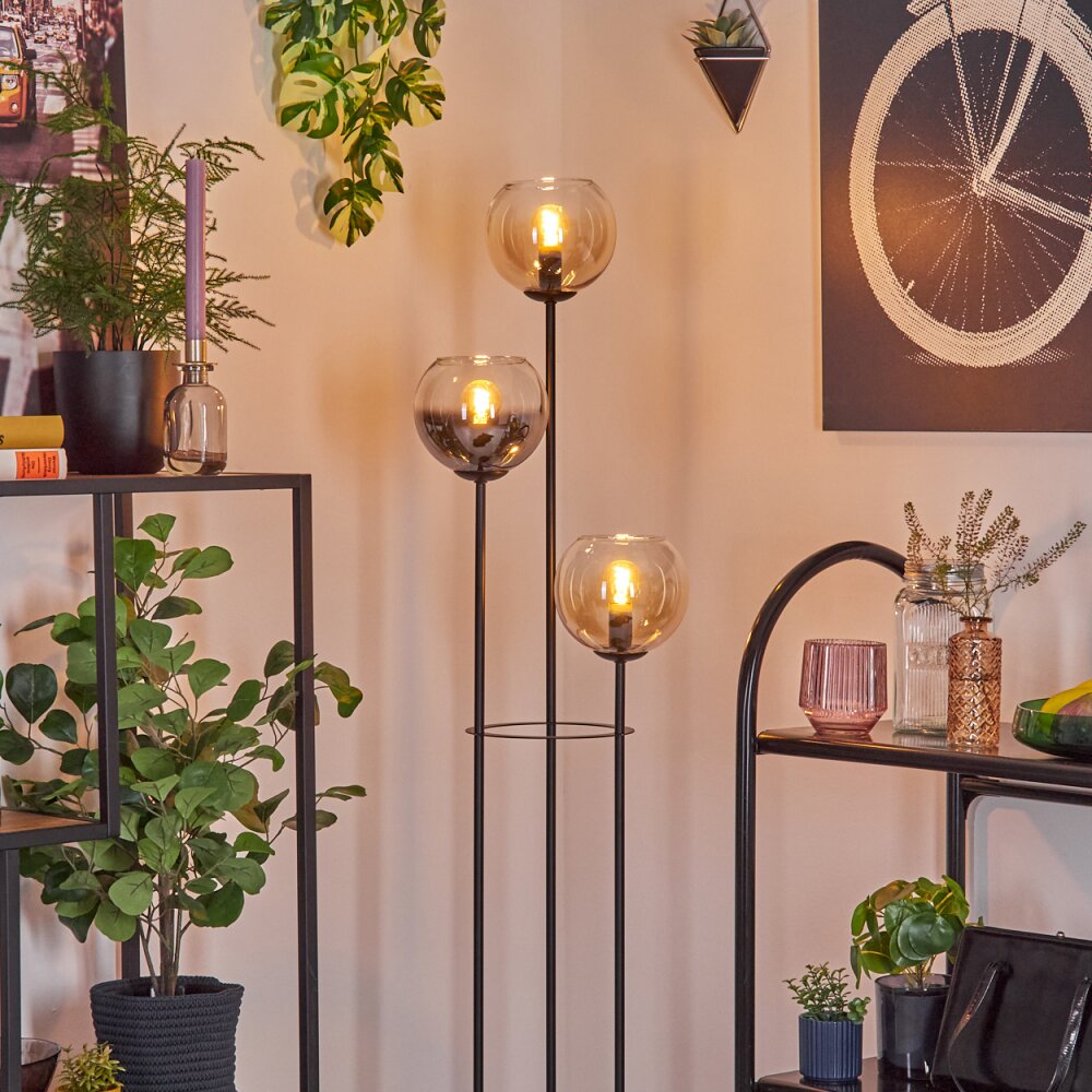 Koyoto Lampadaire 30 cm Noir, 3 lumières