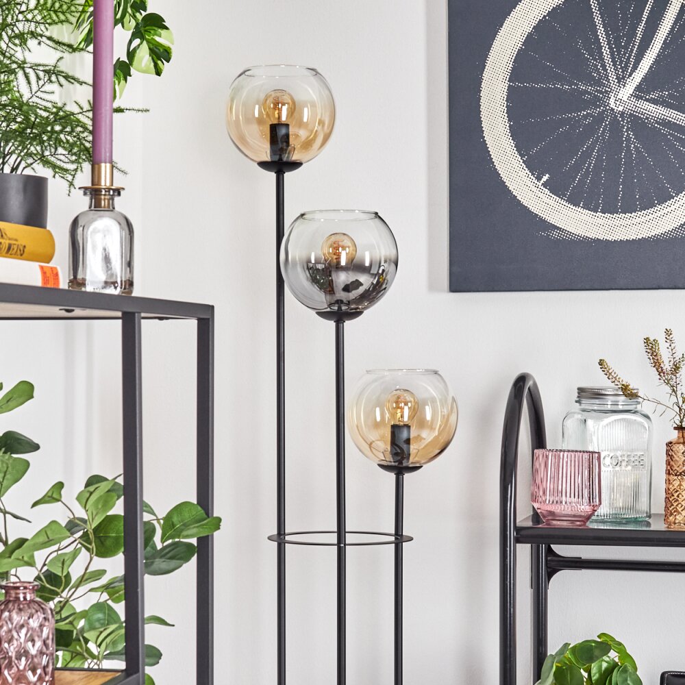 Koyoto Lampadaire 30 cm Noir, 3 lumières
