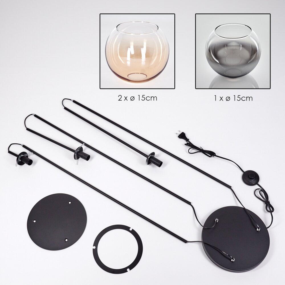 Koyoto Lampadaire 30 cm Noir, 3 lumières