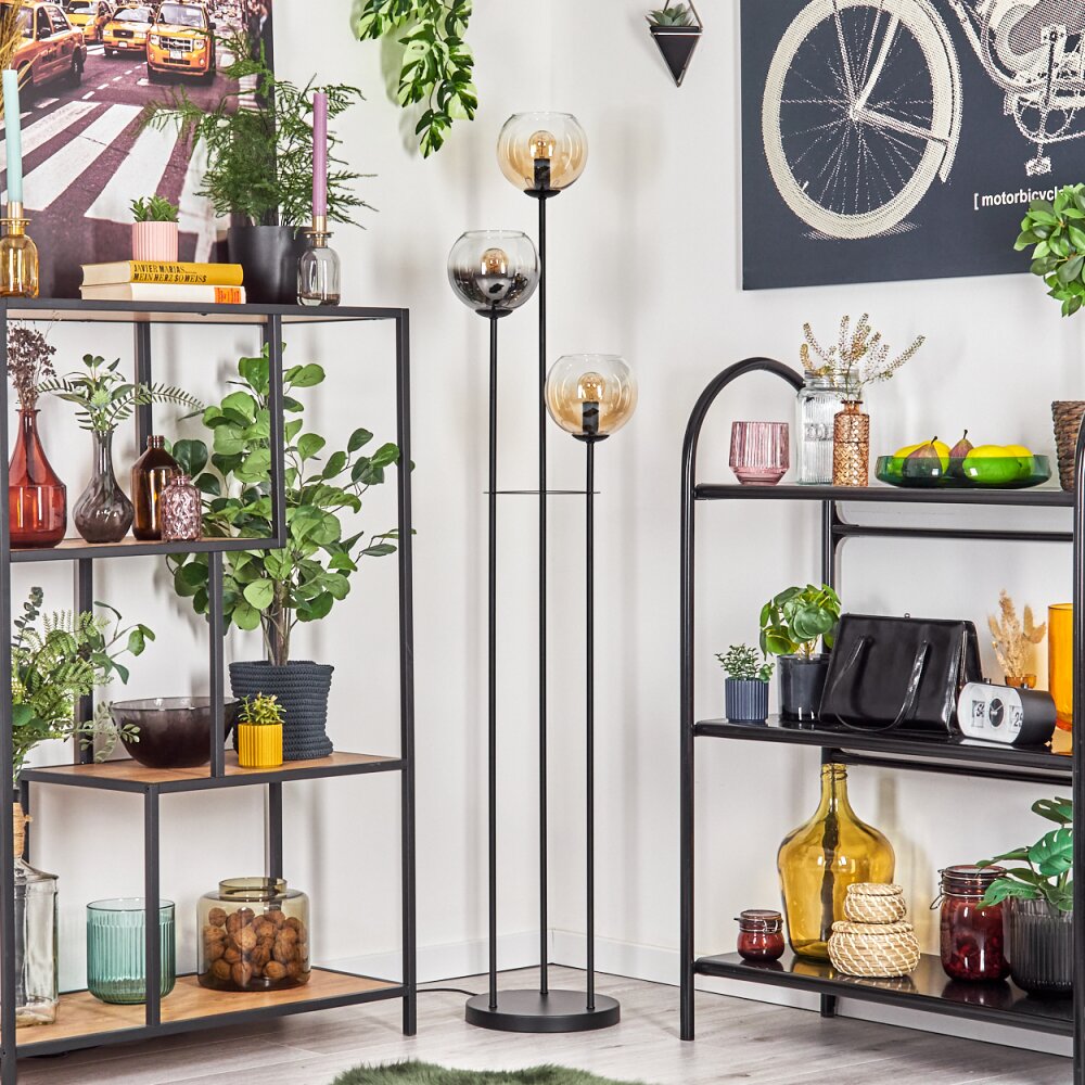Koyoto Lampadaire 30 cm Noir, 3 lumières