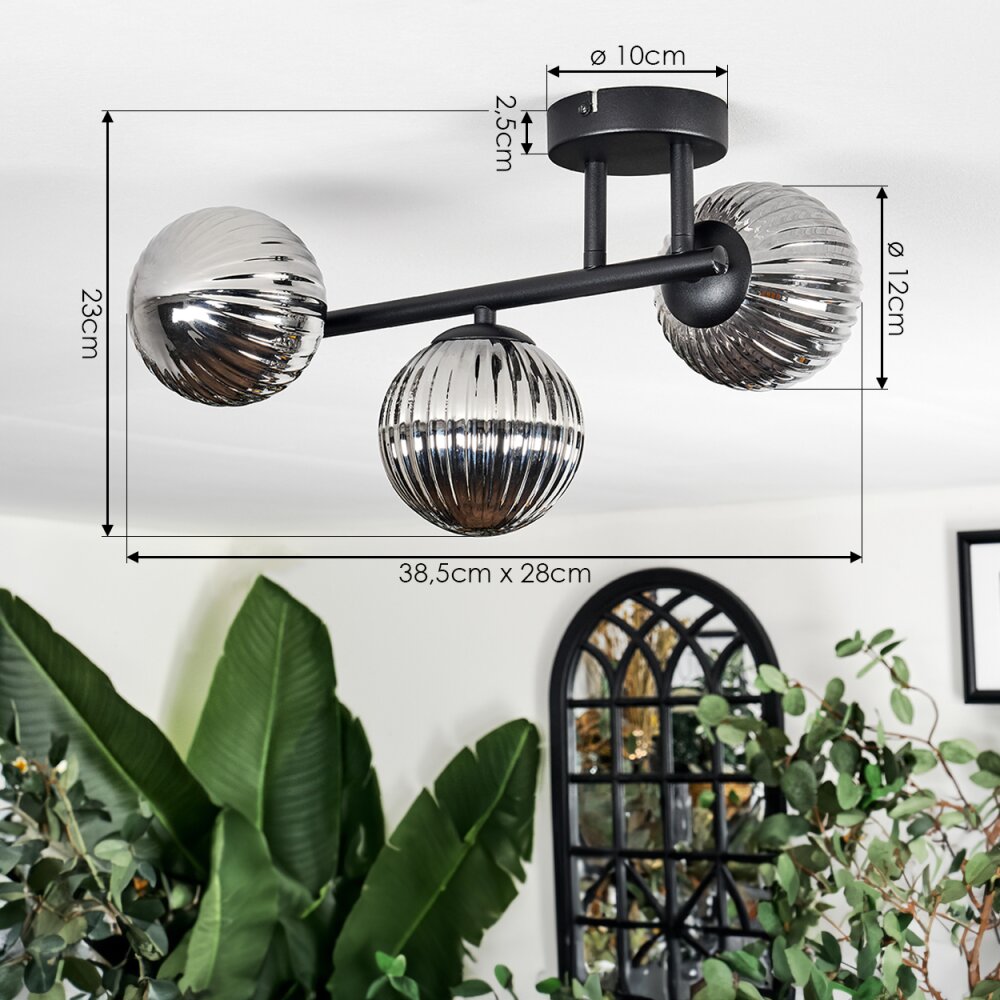 Chehalis Plafonnier, Boule lumineuse Fumé, 3 lumières