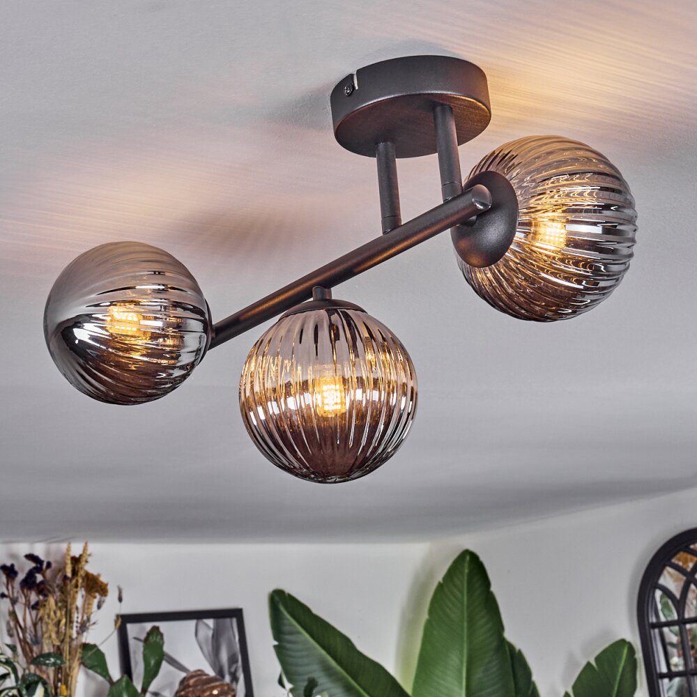 Chehalis Plafonnier, Boule lumineuse Fumé, 3 lumières