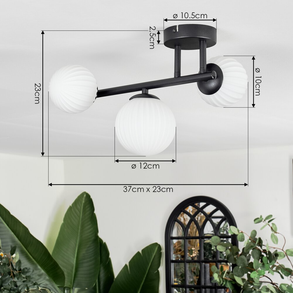 Chehalis Plafonnier, Boule lumineuse Blanc, 3 lumières