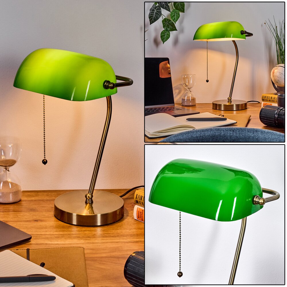 Tremoceira Lampe de banquier, Lampe de bureau, Lampe à poser Vieux laiton, 1 lumière main product photo