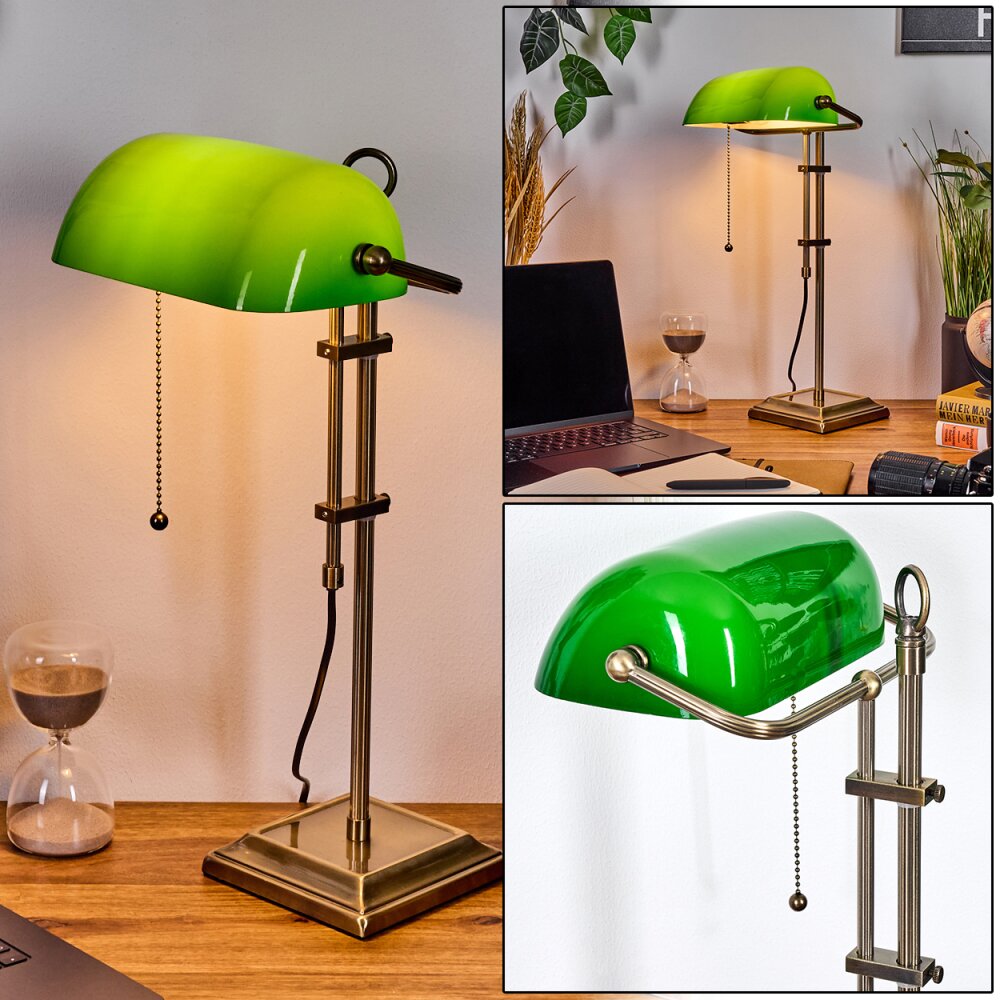 Ragaz Lampe de banquier, Lampe de bureau, Lampe à poser Vieux laiton, 1 lumière main product photo