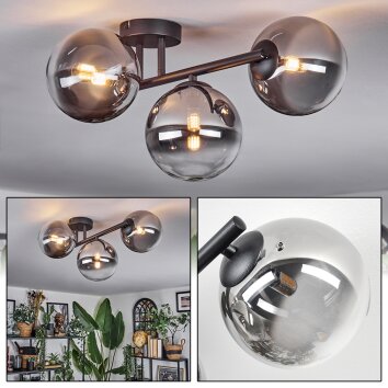 Chehalis Plafonnier, Boule lumineuse Clair, Fumé, 3 lumières Chehalis Plafonnier, Boule lumineuse Clair, Fumé, 3 lumières