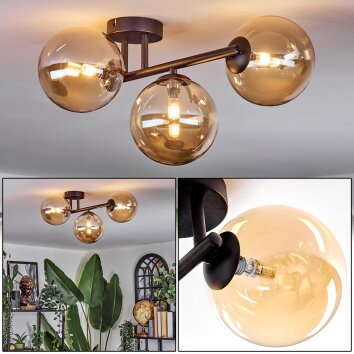 Chehalis Plafonnier, Boule lumineuse Ambre, 3 lumières