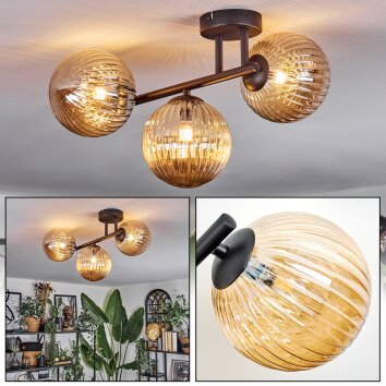 Chehalis Plafonnier, Boule lumineuse Ambre, 3 lumières