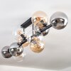 Gastor Plafonnier, Boule lumineuse Ambre, Clair, Fumé, 10 lumières