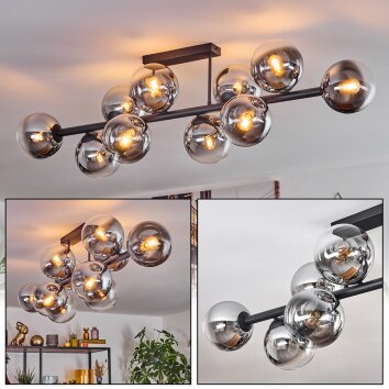 Gastor Plafonnier, Boule lumineuse Chrome, Clair, Fumé, 10 lumières