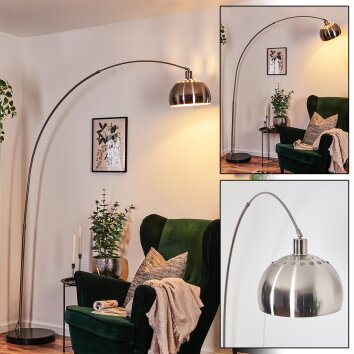 Baloca Lampadaire, Lampadaires arc Nickel mat, Noir, 1 lumière