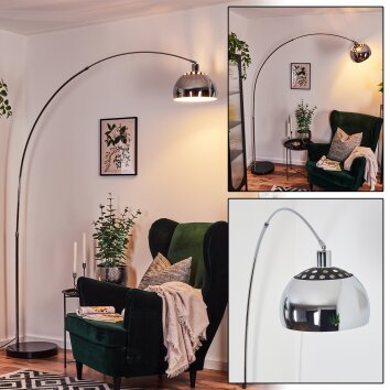 Baloca Lampadaire, Lampadaires arc Chrome, Noir, 1 lumière