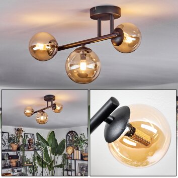 Chehalis Plafonnier, Boule lumineuse Ambre, 3 lumières Chehalis Plafonnier, Boule lumineuse Ambre, 3 lumières